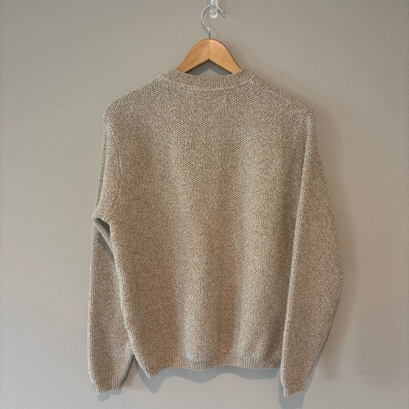 OSCAR DE LA RENTA Men’s Crewneck Long Sleeve Knit Beige Sweater Size Medium - Picture 2 of 9